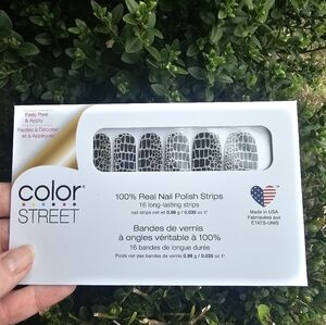 Color Street Black Silver Snakeskin Polish Strips Stickers Animal Print Glitter